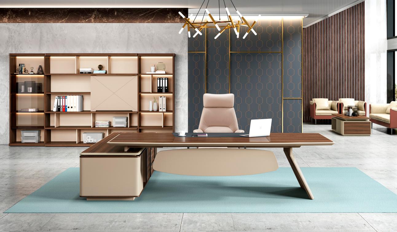 Office table desk work desk writing desk office furniture wood brown