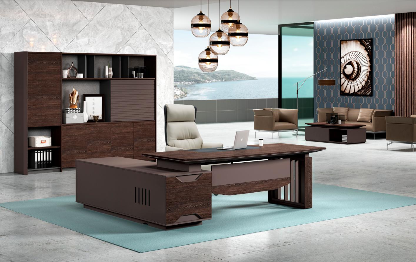 Office desk office table work table writing desk office furniture wood brown