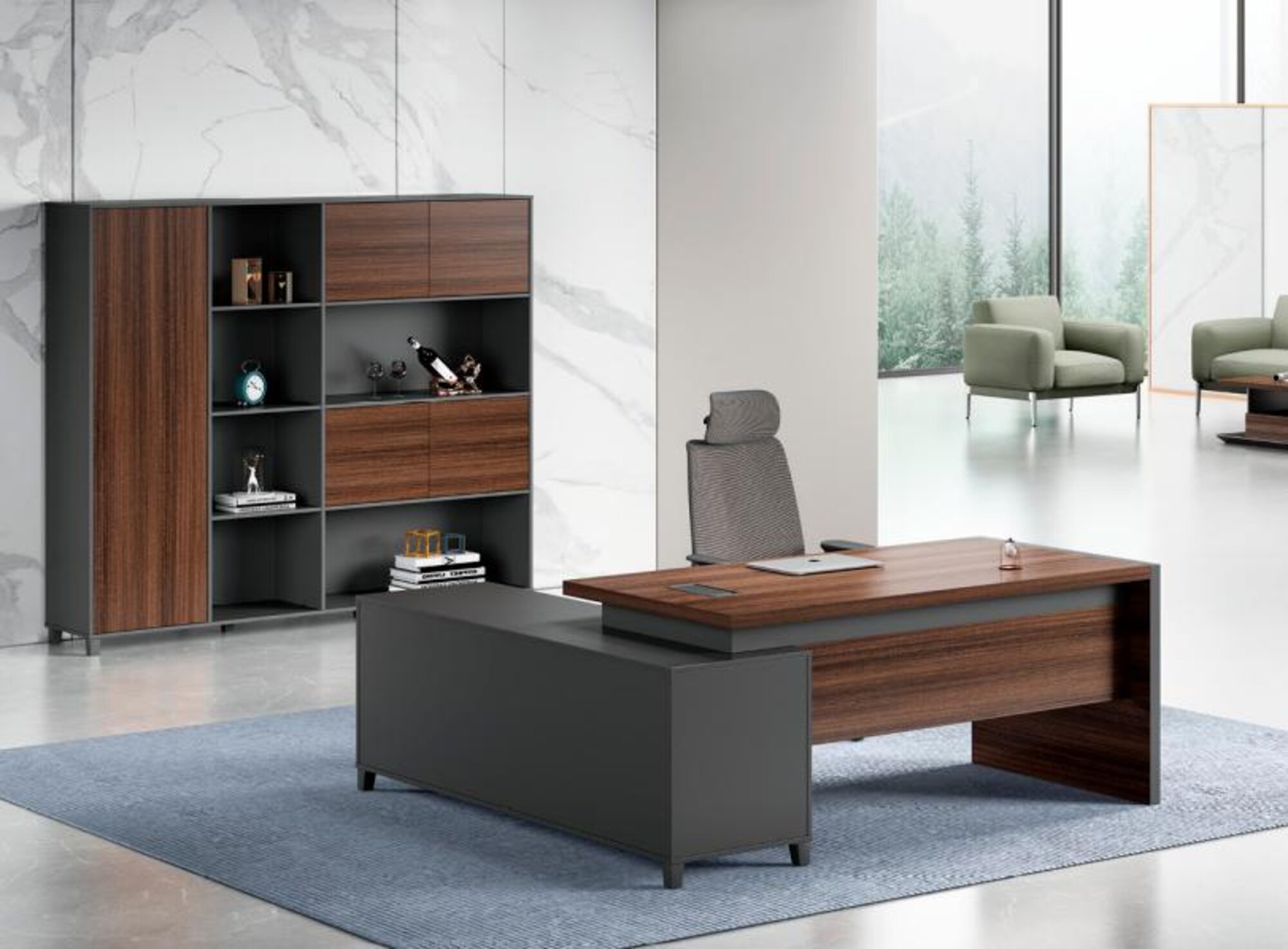 Black-Brown Corner Desk Designer Home Office Elegant Office Table
