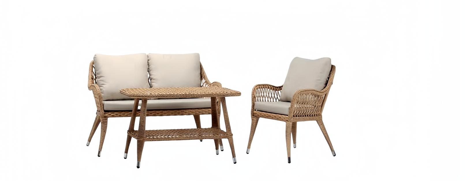 Sofa set sofa 2-seater luxurious rattan modern armchair coffee table brown