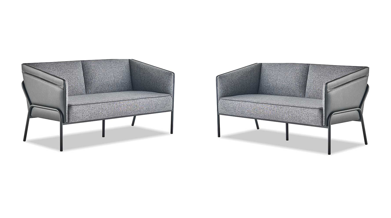 Sofa Set 2-Seater Sofas Gray Modern LED Sofas Textile Stainless Steel Seating Furniture