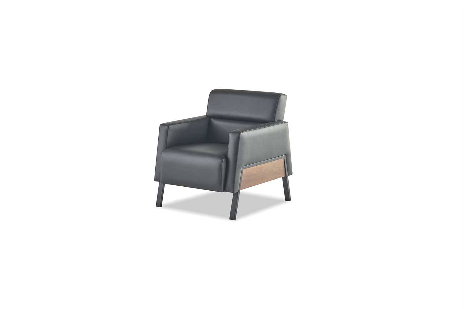 Black Modern Armchair 1-Seater Office Living Room Leather Armchair Soft