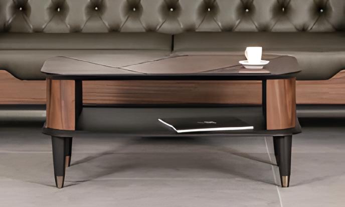 Brown Coffee Table Modern Rectangular With Shelf Modern Office Furniture New