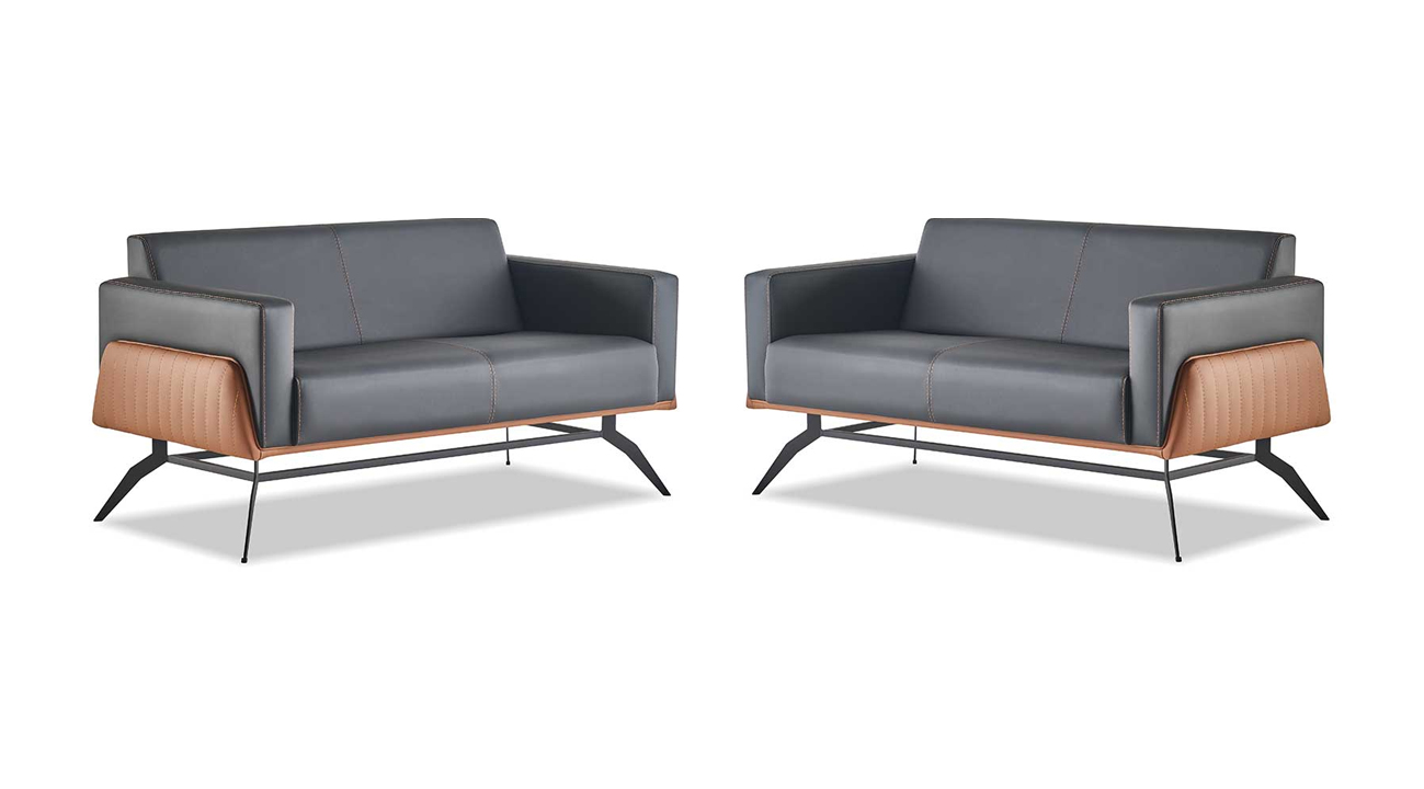 Sofa Set Sofa Suit 2-Seater Leather Sofa Modern Wood Stainless Steel Couch