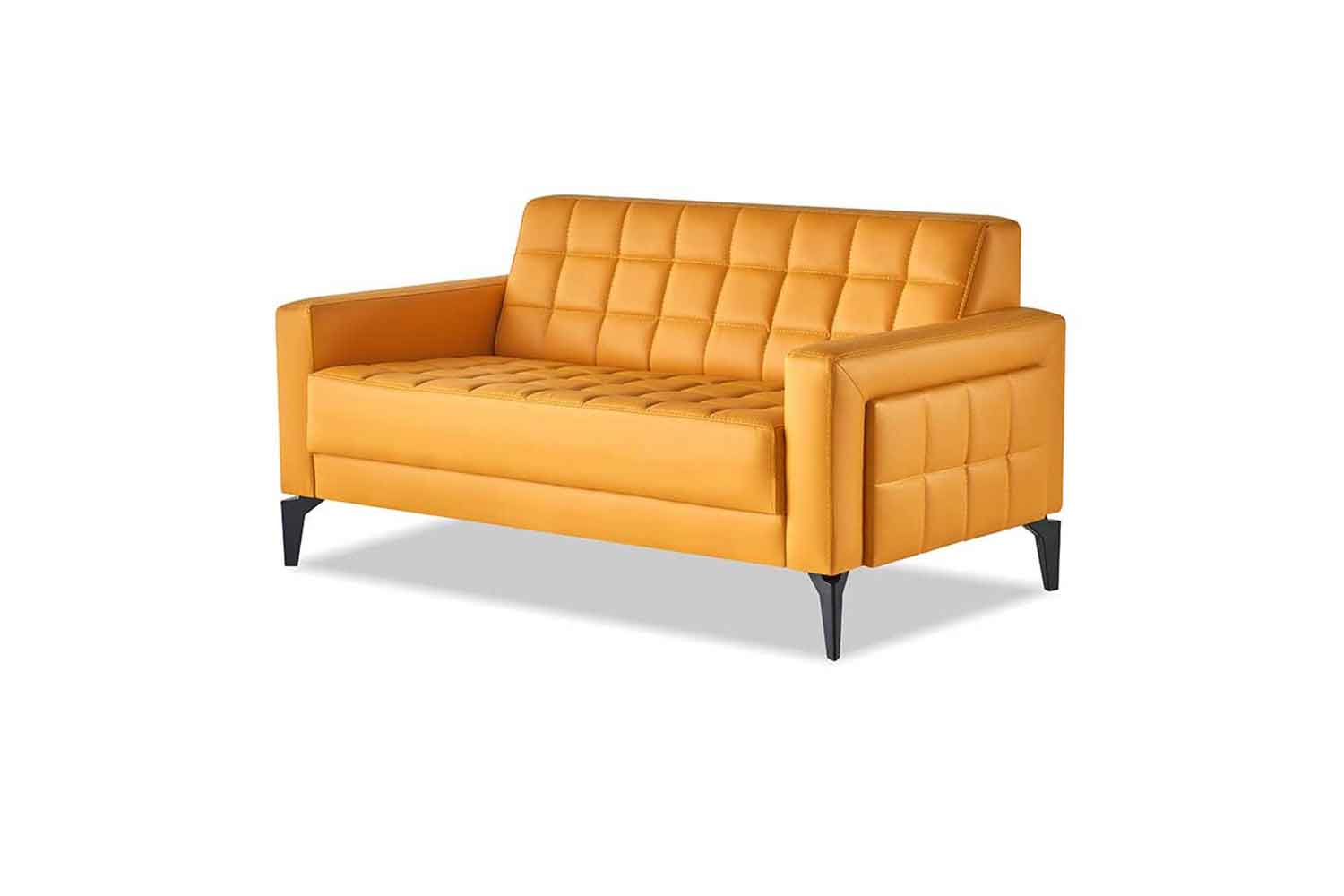 Yellow Couch 2-Seater Chesterfield Leather Sofa Seating Furniture Double Seater