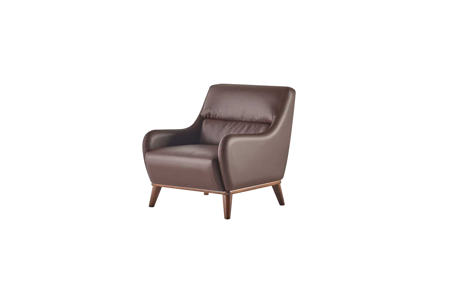 Chair Brown Classic Armchair Seating Furniture 1-Seater Leather Wood Soft