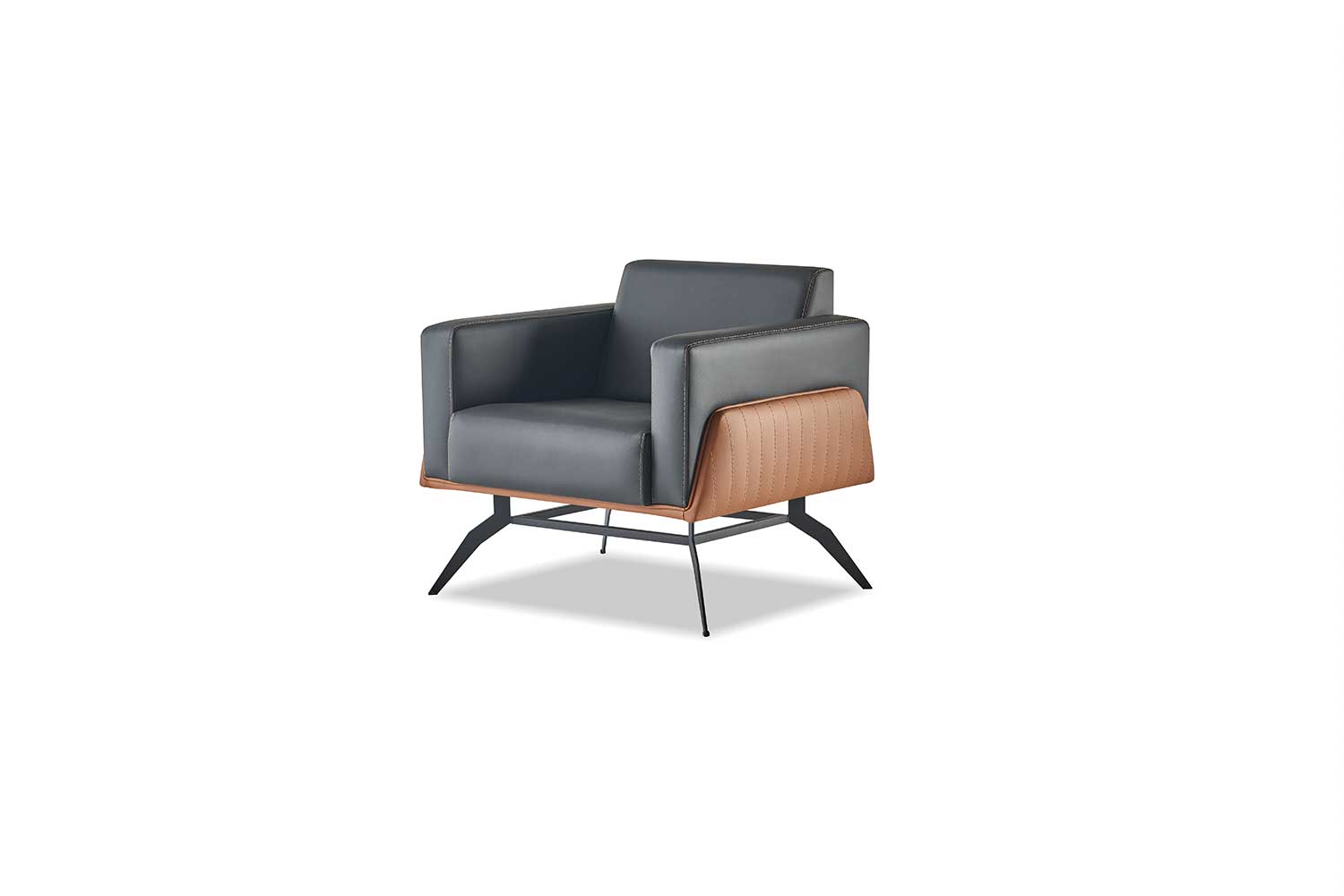 Armchair Armchair 1-seater Furniture Modern Leather Stainless Steel Wood Two-seater