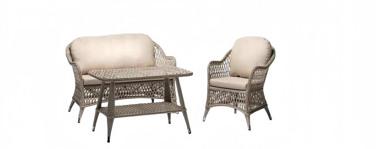Garden furniture sofa 2-seater beige robust garden rattan set coffee table armchair
