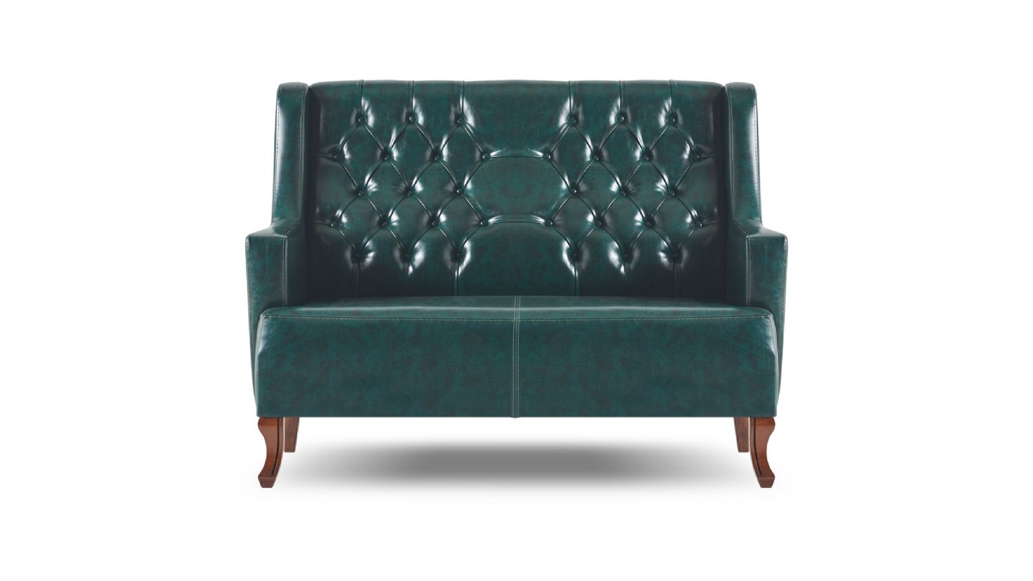 Green Leather Sofa Chesterfield Classic Leather Wood Soft Versatile Two-Seater