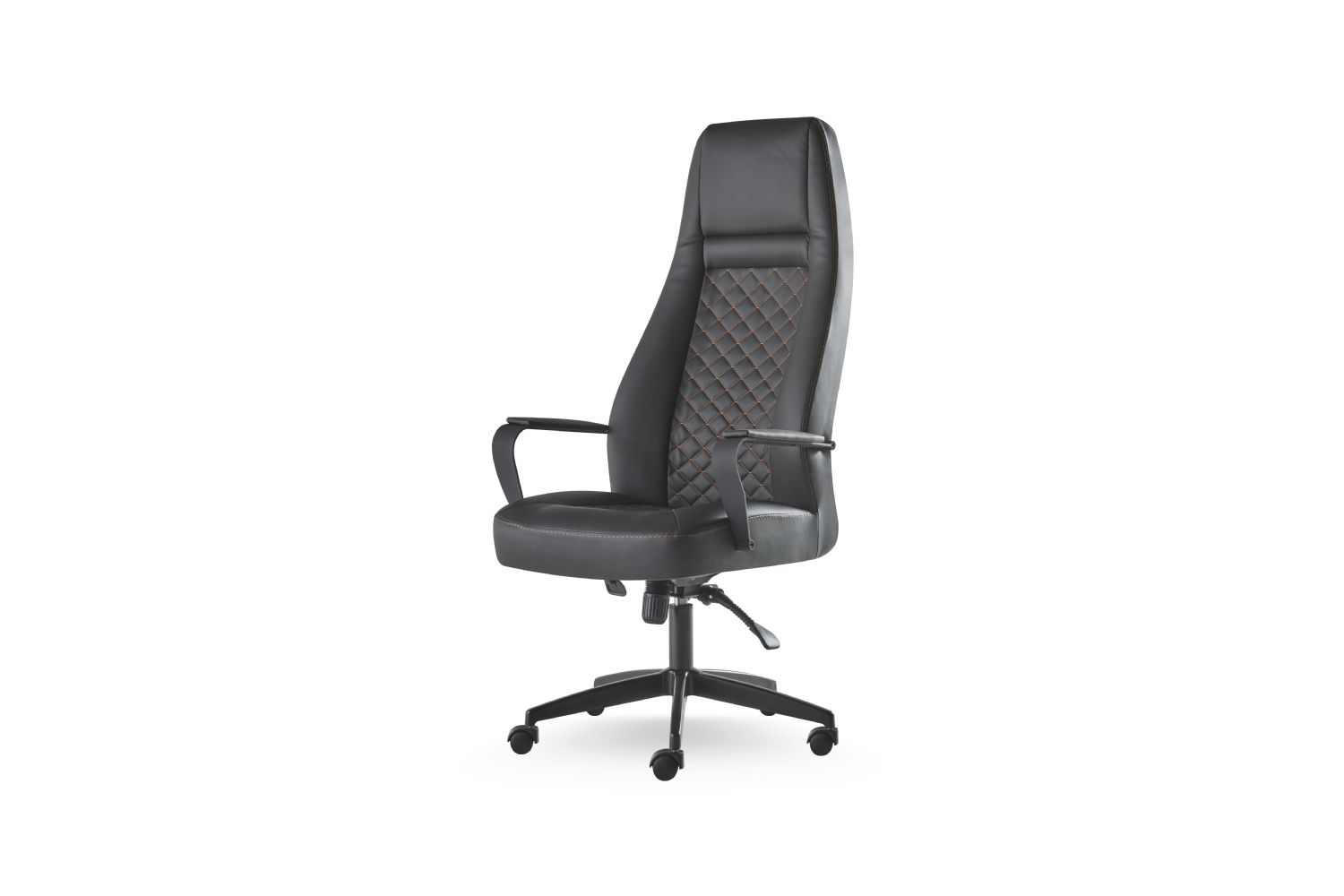 Black Office Chair Swivel Chair Study Modern Office Wheels Leather