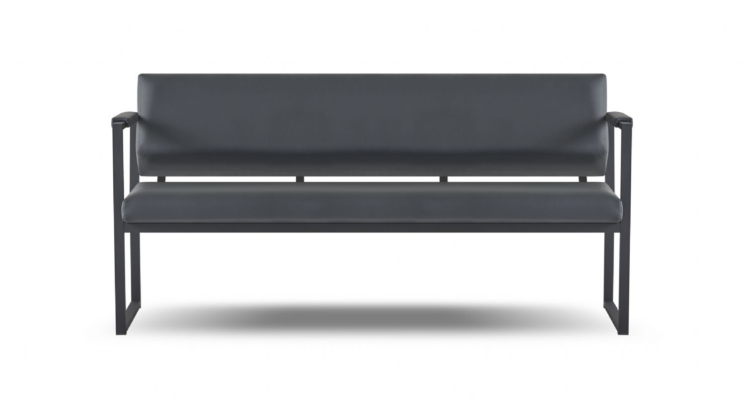 Black Waiting Room Three-Seater Luxurious Office Seating Furniture Leather 3-seater