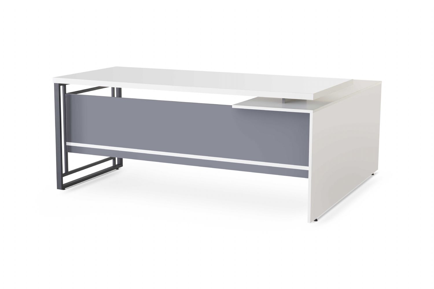 Gray-White Office Exclusive Table Designer Corner Table Office Furniture