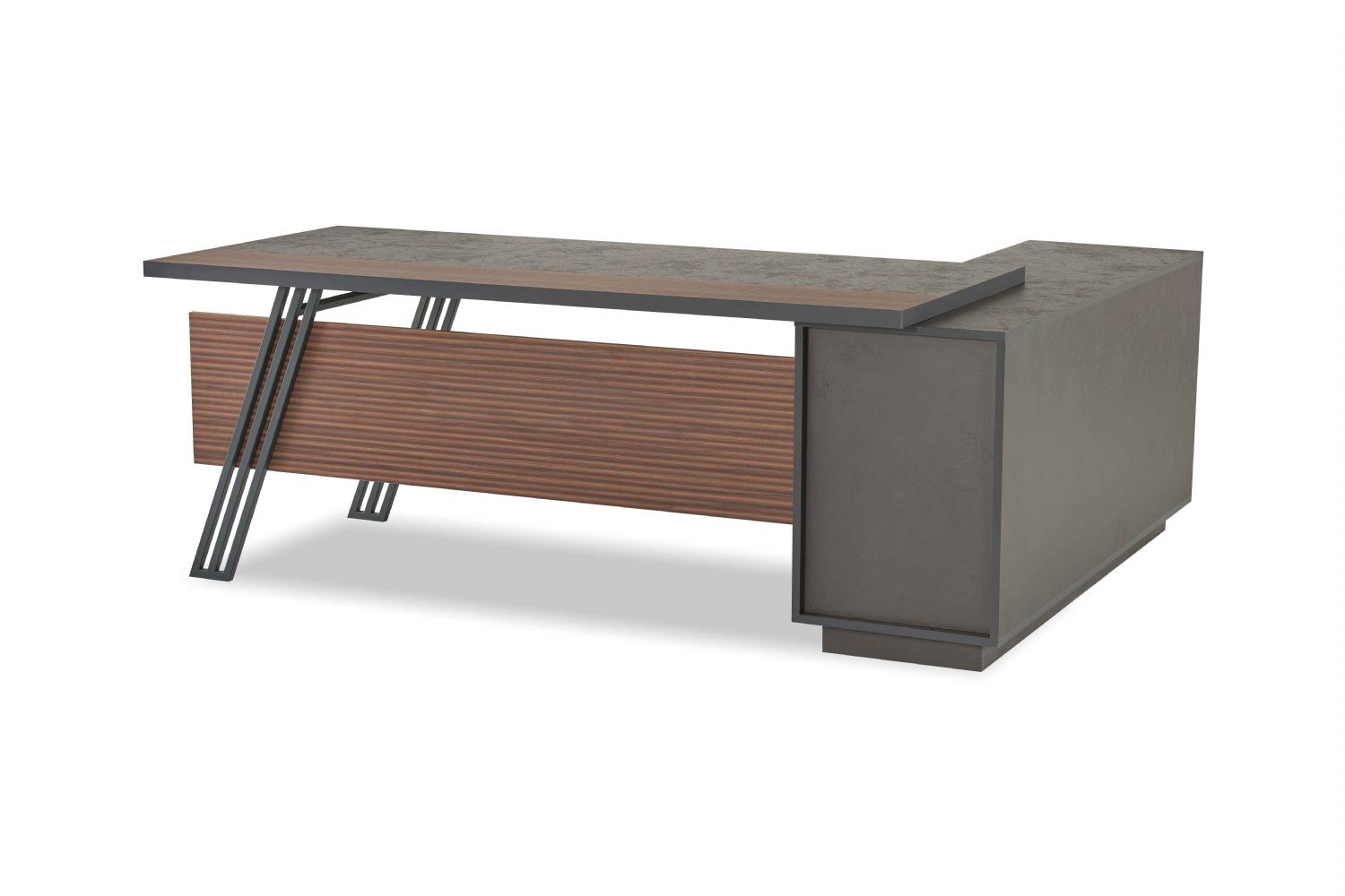 Gray-Brown Office Desk Designer L-Shape Table Home Office Corner Desk