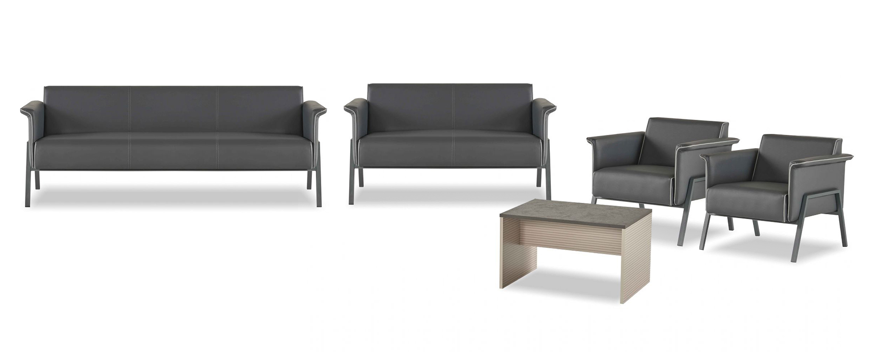 Dark gray office furniture designer 3-seater loveseat armchair