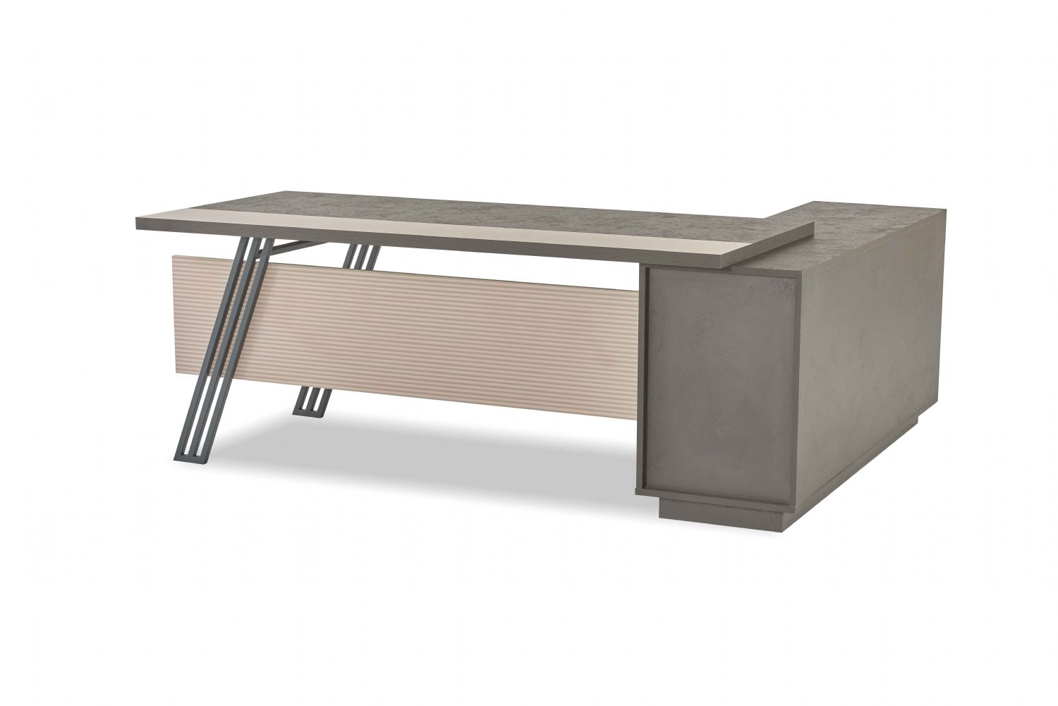 Light grey corner desk designer L-shaped office table sturdy wooden table