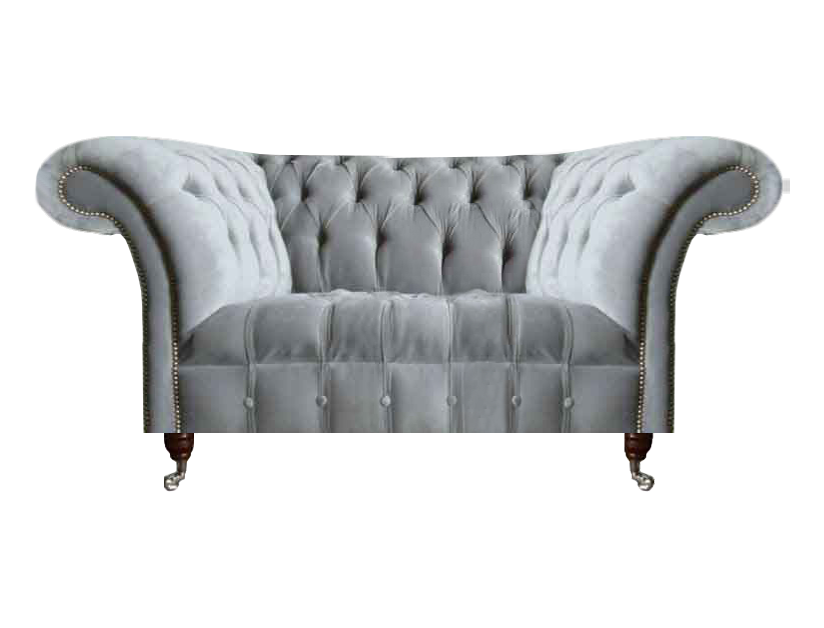 Light gray Chesterfield upholstered sofa designer seating furniture elegant modern couch
