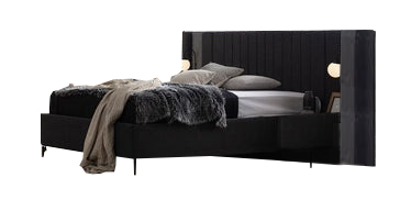 Bedroom Bed Black Design Furniture Interior Double Bed Textile Beds