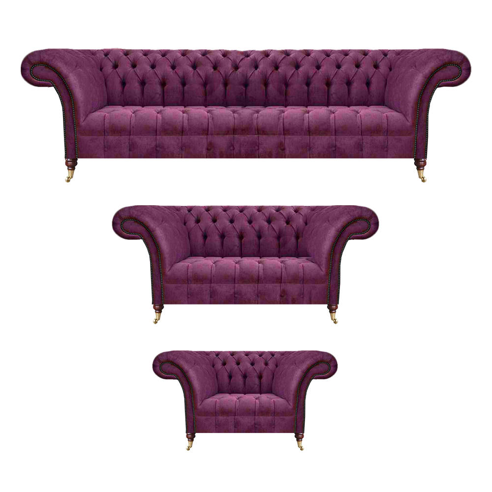 Upholstered furniture living room set 3-piece luxury sofa ensemble Chesterfield