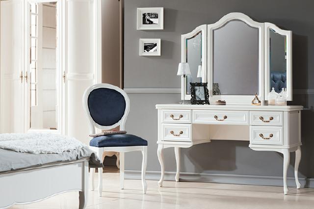 Dressing table with chair, vanity table, makeup dresser, cosmetic table.