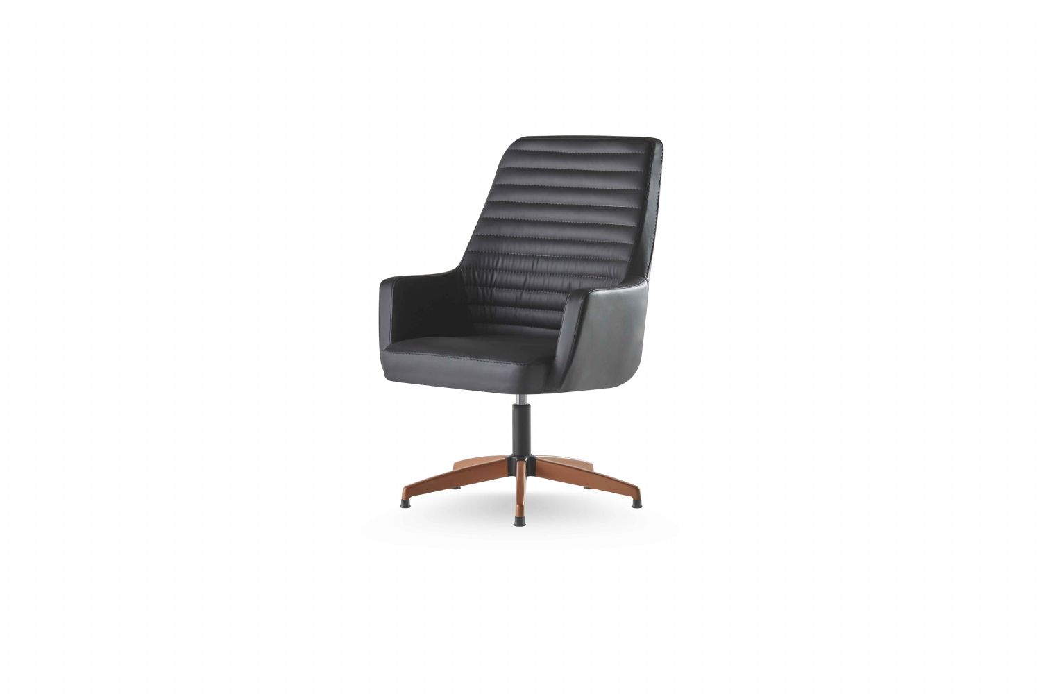 Leather Office Chair Black Armrests Office Furniture Office Stainless Steel Modern