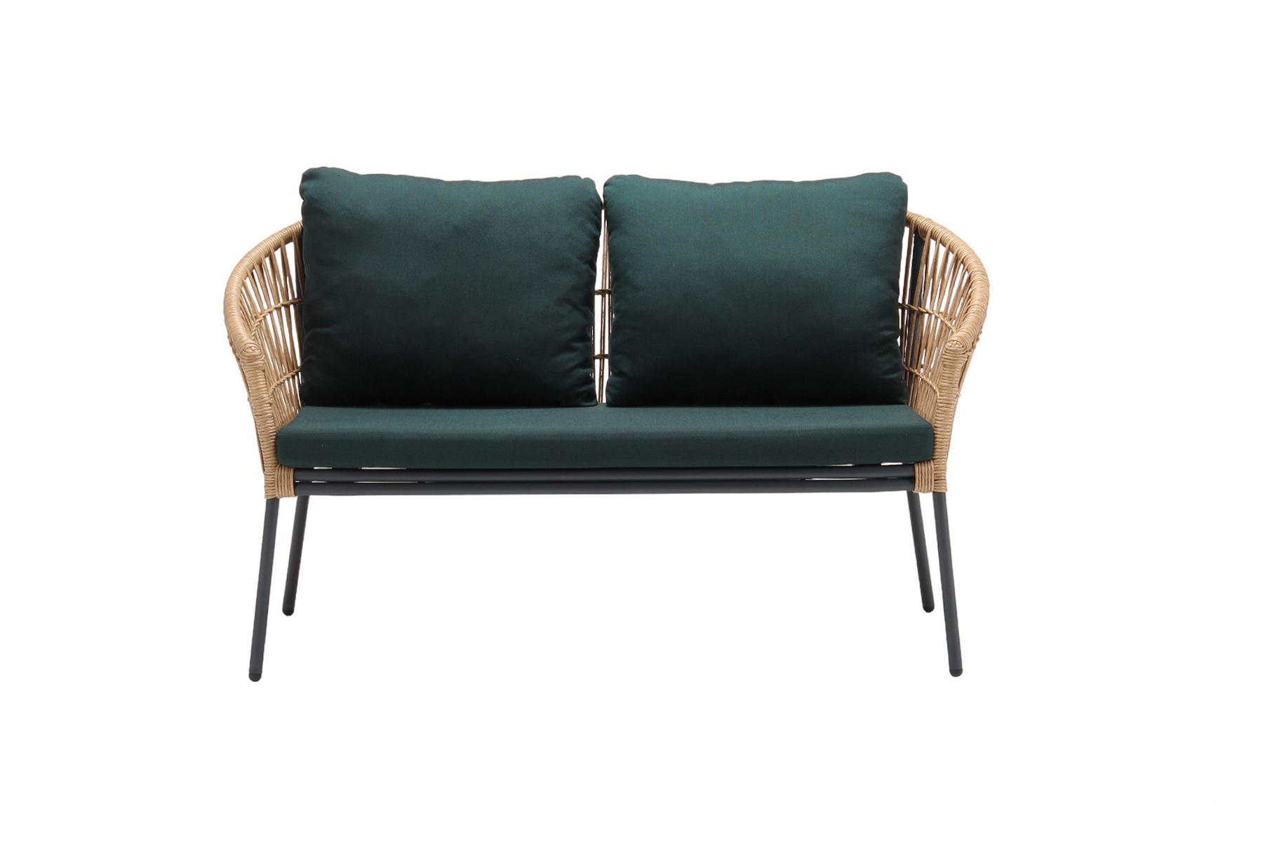 Sofa 2 Seater Design Terrace Upholstery Rattan Upholstery Modern Luxury Green