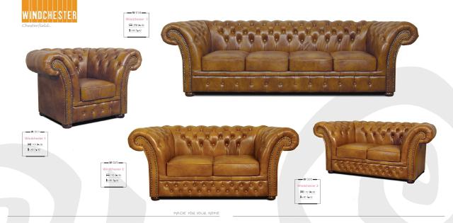 Leather sofa set Chesterfield 4+2+1 seating upholstered sofa couch set new