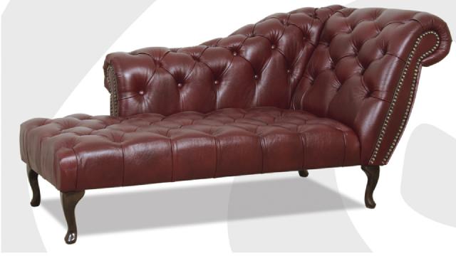 Chesterfield Liege Chaise Longue Couch Sofa Leather Sofa Textile with Crystals NEW
