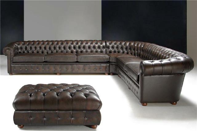 Classic corner sofa corner couch sofa upholstered leather Chesterfield set