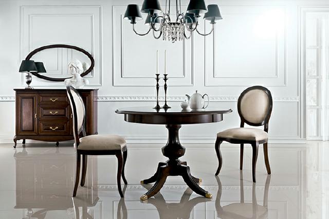 Classic table with 2 chairs Royal chairs round table wooden table - Verona