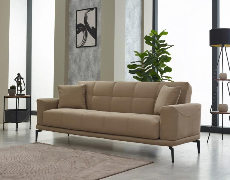 Beige Couch three-seater upholstered sofa design 3-seater fabric sofa