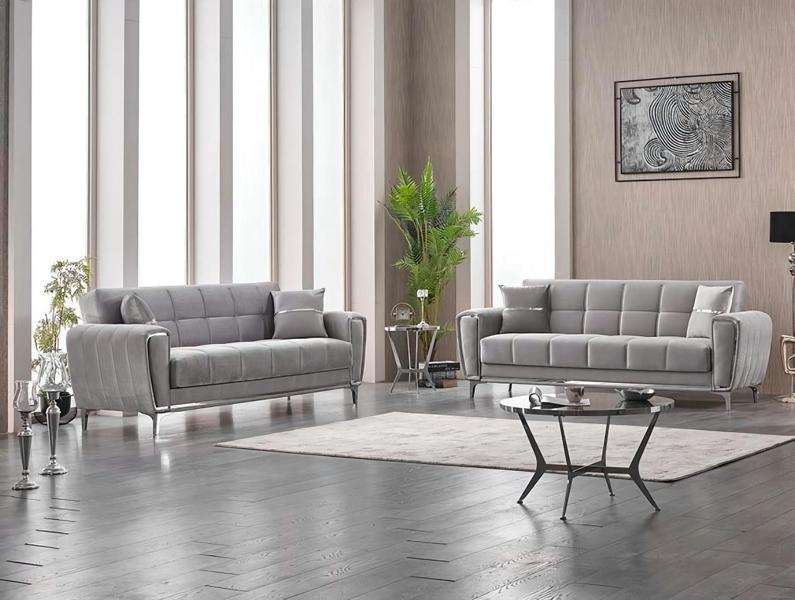 Sofa set three-seater chair upholstered sofa fabric sofa gray 2-piece couch