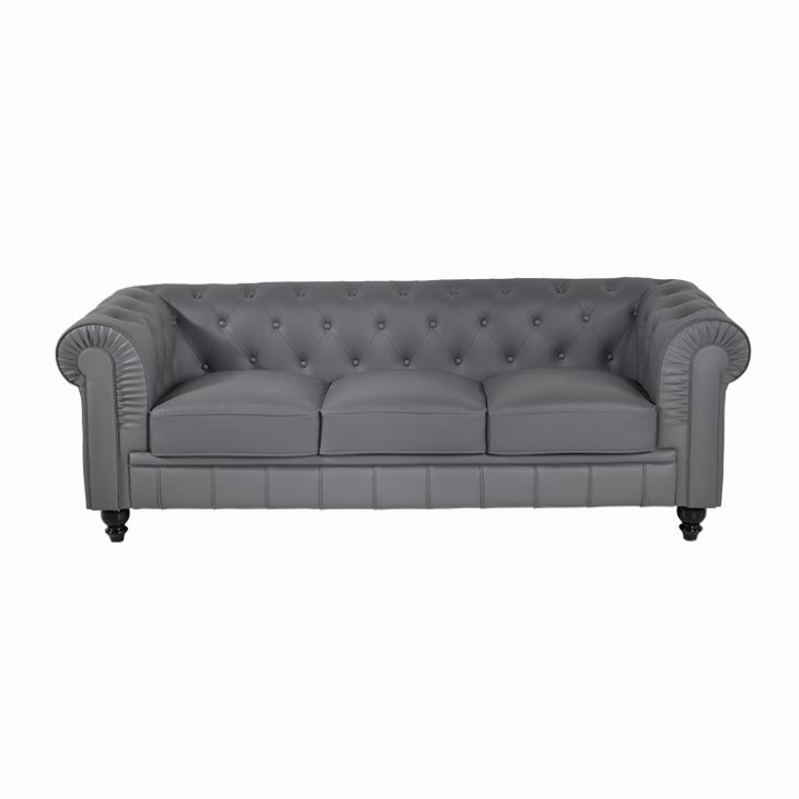Gray Chesterfield Couch Office Sofa Reception Couches Leather Textile New jvmoebel ®