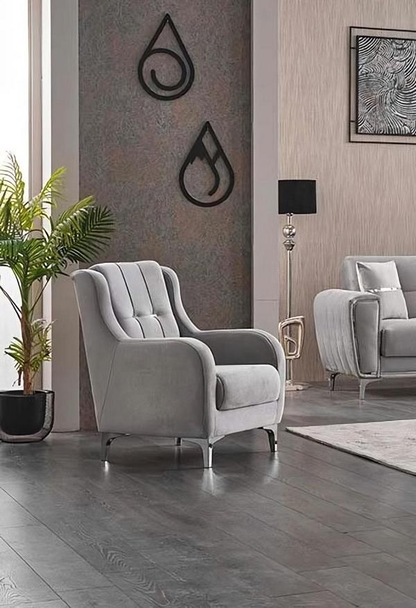 Armchair Single Seat Fabric Living Room Chair Design Gray