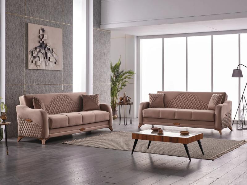 3-Seater Sofa Fabric Sofa Upholstered Sofa Beige Couches