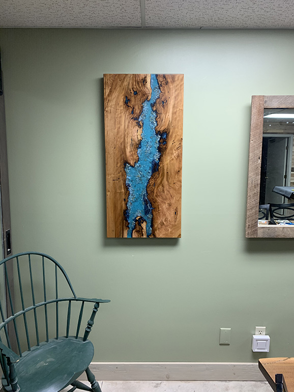 Epoxy resin wall picture image real wood river designer waterfall panel new