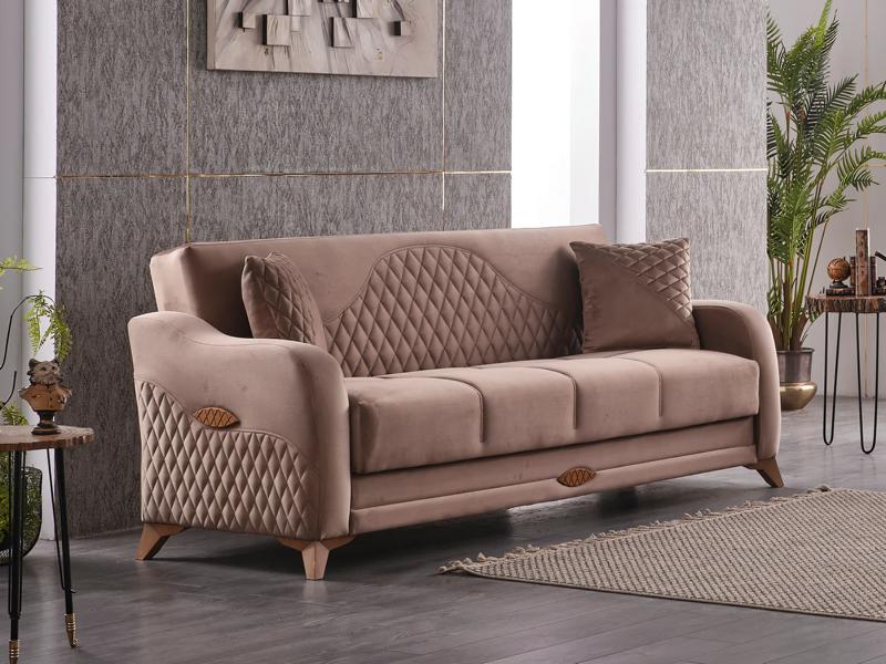 Couch three-seater 3-seater sofa fabric sofa upholstered sofa beige couches