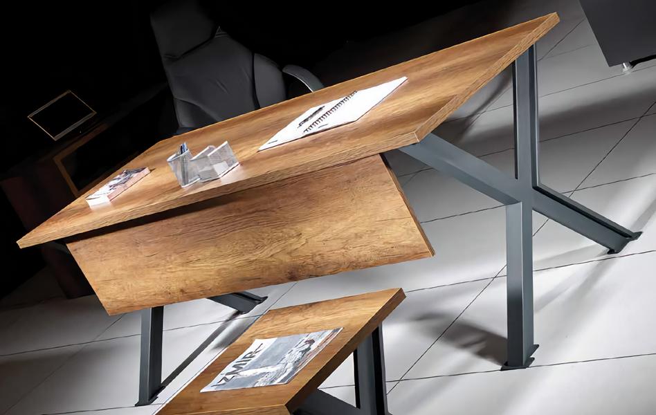 Desk wooden table metal legs X-table legs office table work table