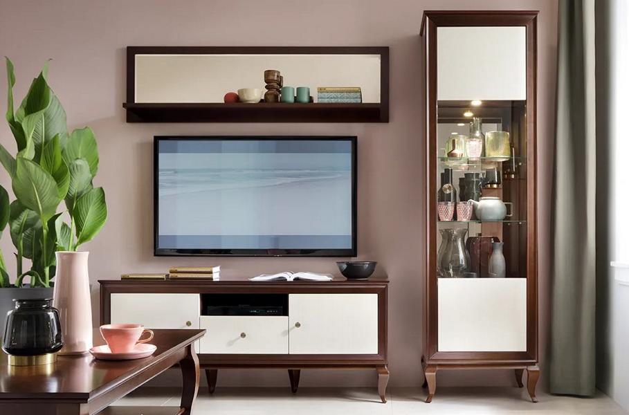 Living Room Set 3-piece Stylish TV Lowboard Complete Wall Shelf Wooden Furniture Display Cabinet