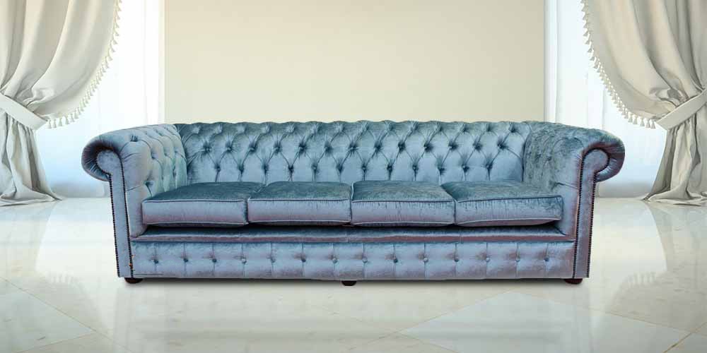 Chesterfield 4-Seater Classic Luxury Baroque Rococo Sofa Couch Textile Leather
