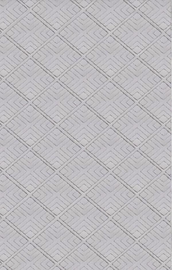 Short-pile carpet in solid gray with diamond pattern, geometric design.