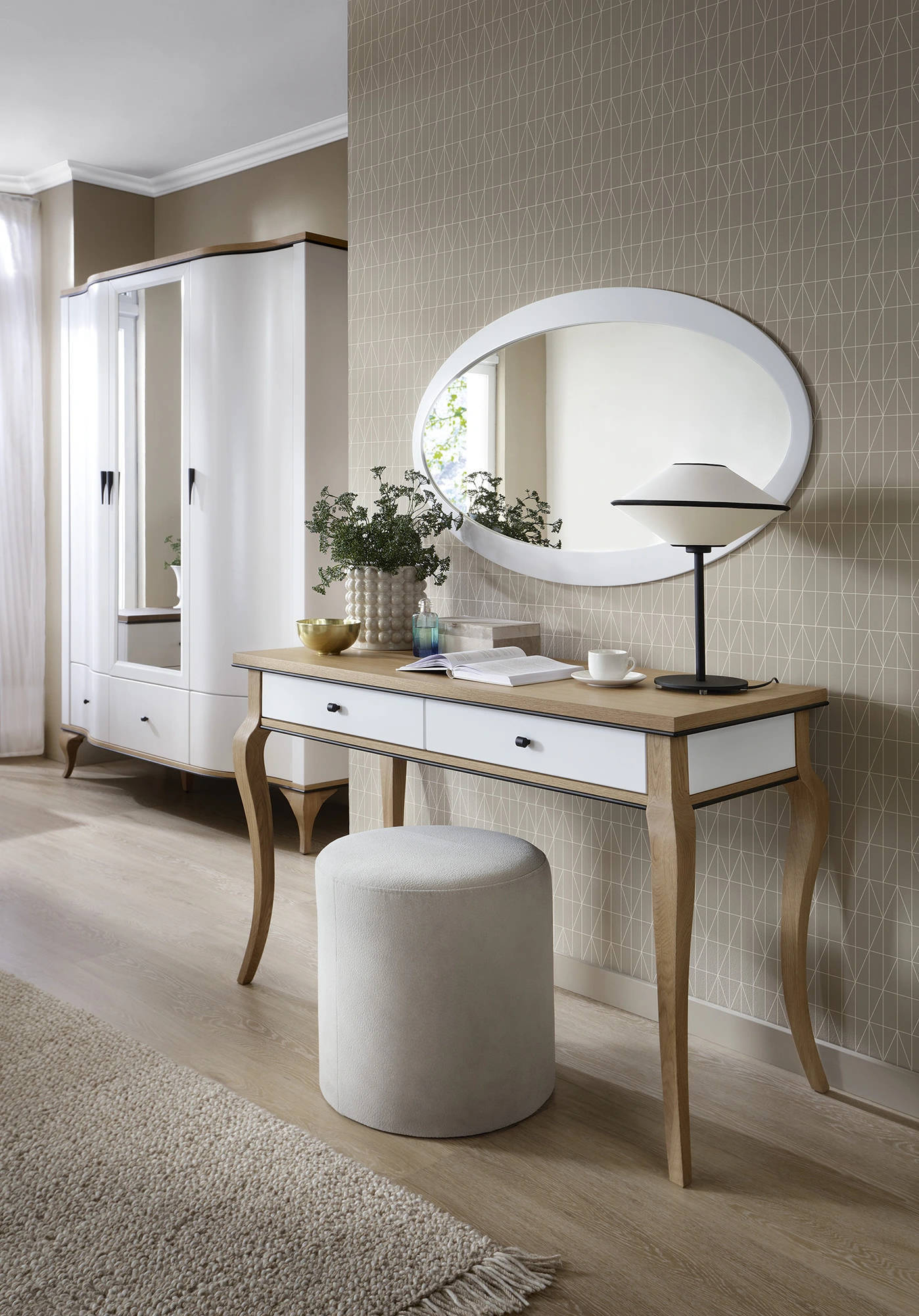 Bedroom set wardrobe + dressing table mirror cabinet console 3-piece.