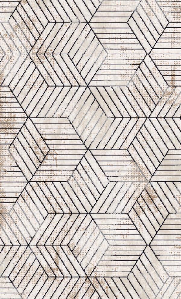 Modern short pile carpet brown white geometric pattern living room hallway