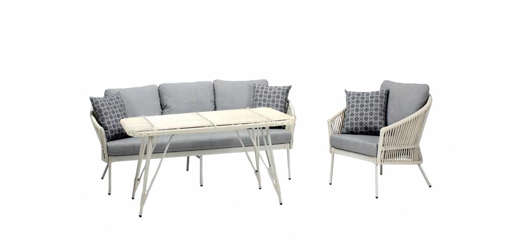 Gray 3-Seater Sofa Armchair Coffee Table Seating Furniture High Quality Garden Terrace Furniture