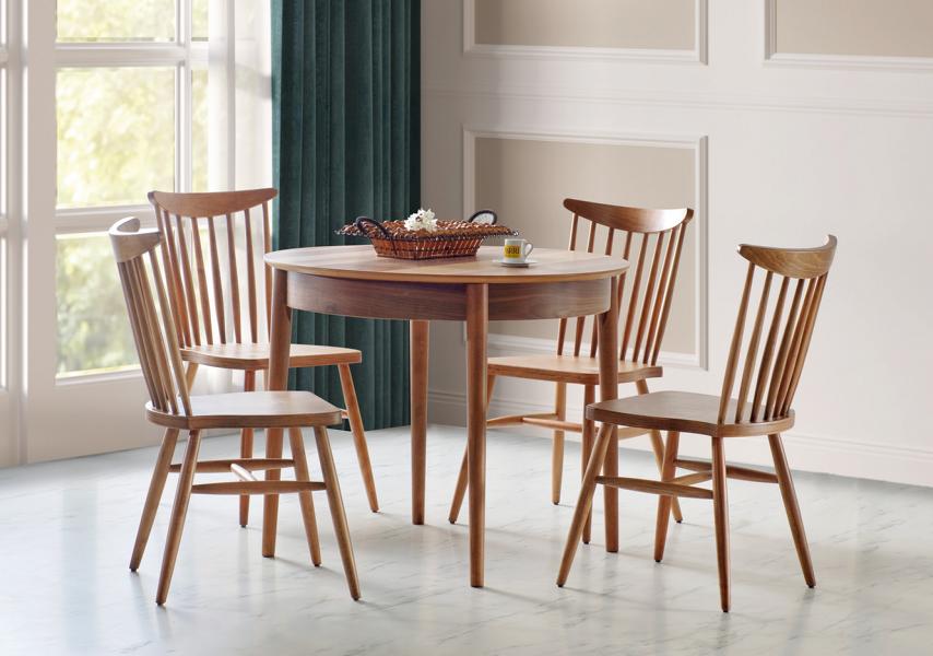 Dining Room Set High Quality Combination Round Table 4x Chairs Modern Design Brown Furniture