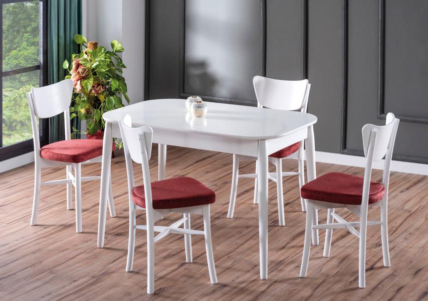 White Dining Room Set Furniture Table 4x Chairs Modern Design Luxury Dining Table