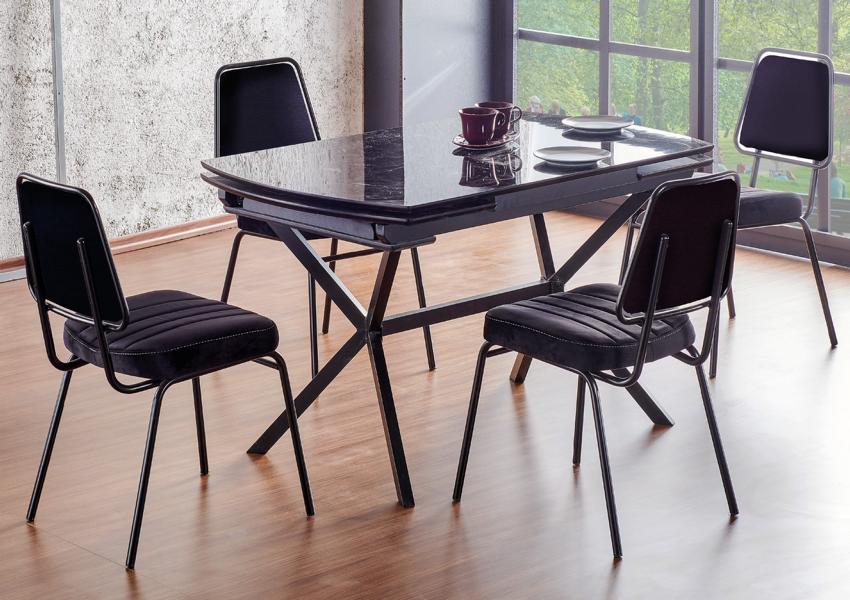 Dining Room Set Black Dining Table Set with 4 Chairs Design Luxury Furniture