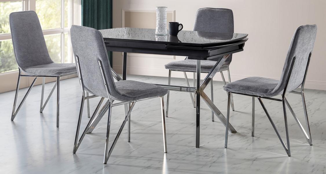 Dining Room Set Gray Arrangement Table 4x Chairs Modern Design Furniture Luxury Dining Table