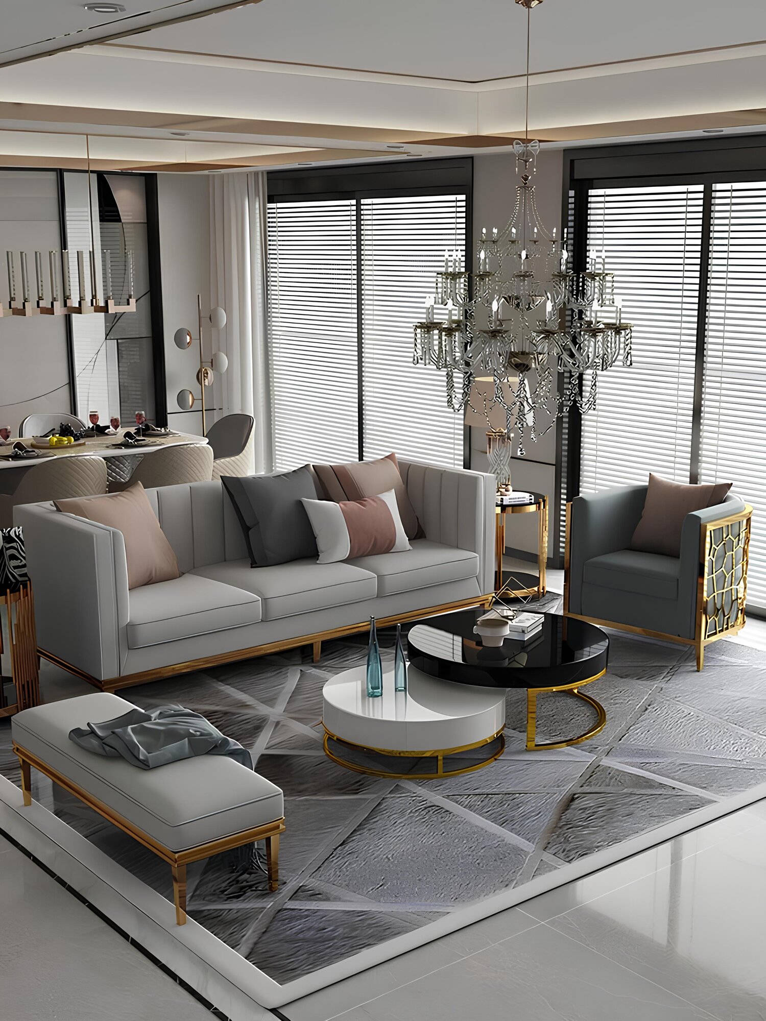 Chesterfield Textile Sofa Upholstered Seating Set 3+1+1 Seater Designer Sofas