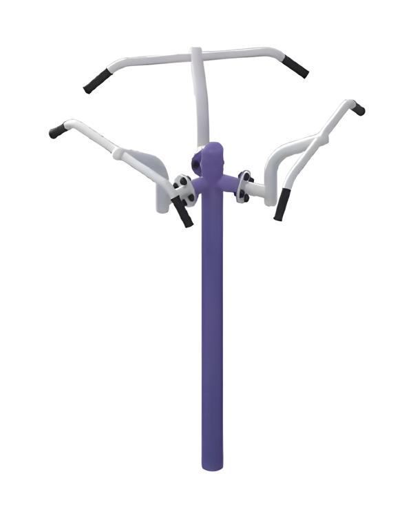 Pull-up bars, street workout equipment, crossover machine, incline bench, push-ups.