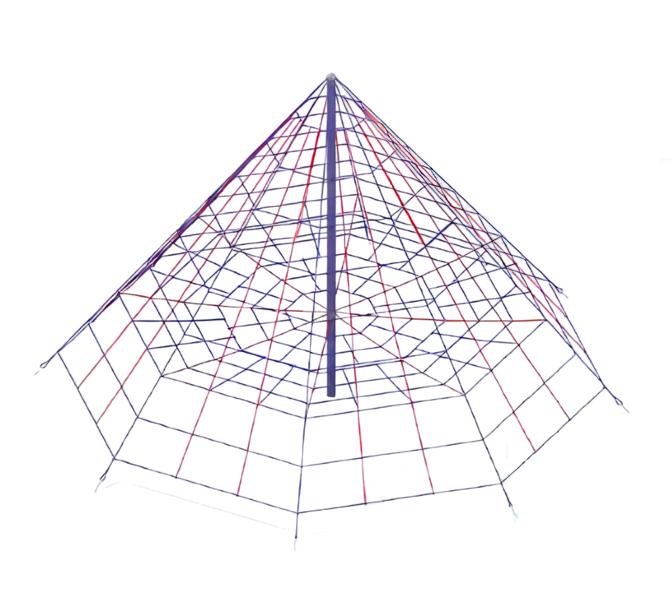 Climbing cone, suspended rope climber, obstacle rope climber, play cone, high rope cone.